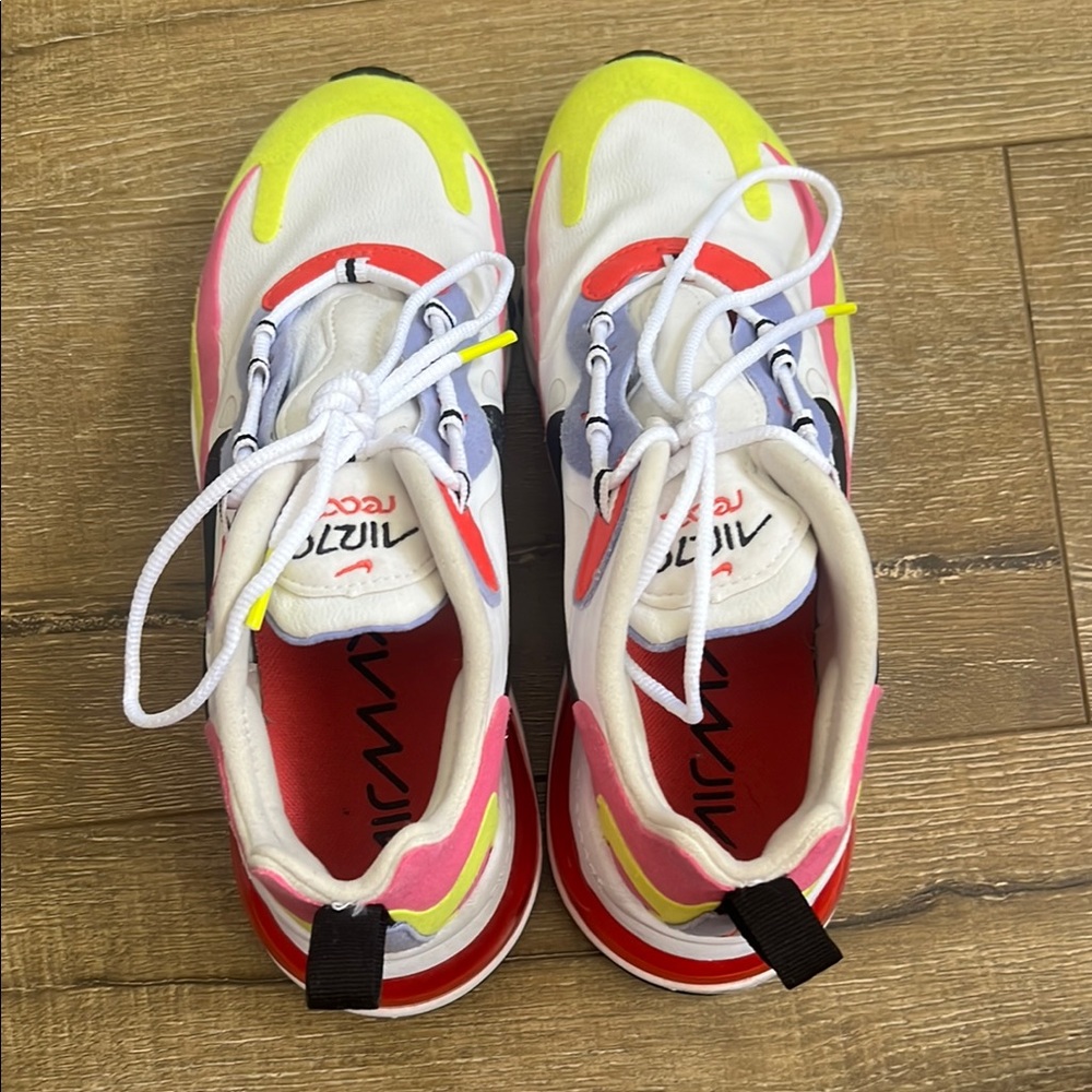 Nike Air Max White with Neon Pink and Yellow Accents